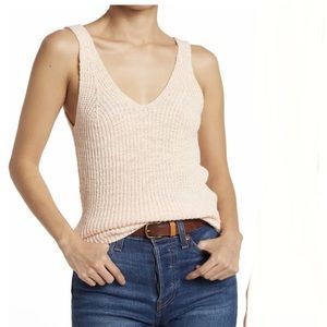 NWT Madewell Lucid Pink V-Neck Roanne Knit Tank Small